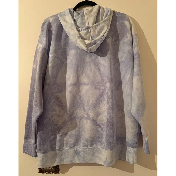 Nike Dri-FIT Mens Large Blue White Tie Dye Hoodie Sweatshirt Swoosh Logo - Picture 5 of 7